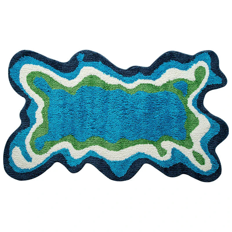 Vibrant 70s retro psychedelic tufted area rug with abstract design, perfect for adding vintage charm and modern style to your home