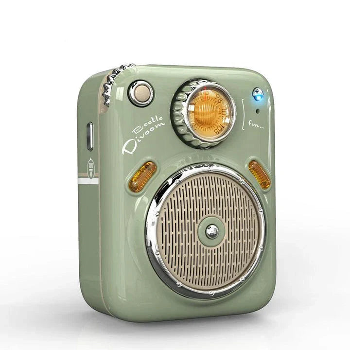 Bluetooth Wireless Mini Portable Retro Speakers in various vibrant colours, inspired by the iconic Beetle car design