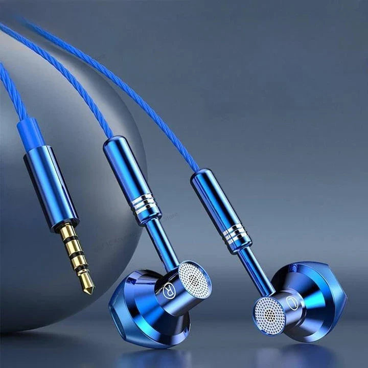 Premium 3.5mm wired sports earphones with microphone, featuring high-resolution sound, waterproof design, and convenient controls for active lifestyles.