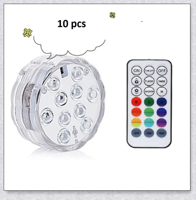 Submersible colour-changing LED pool lights with magnetic and suction cup mounting for easy installation