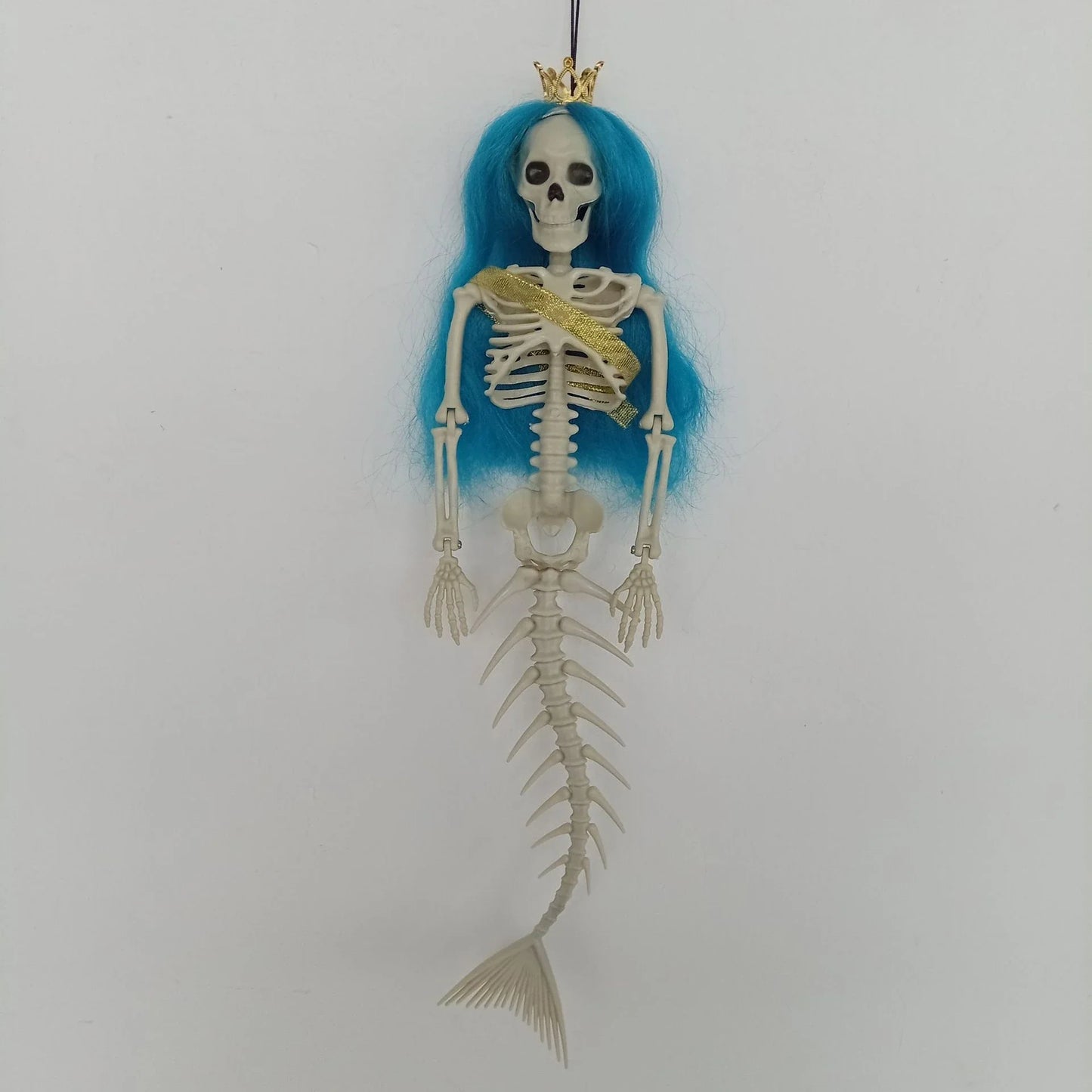 Mermaid bone pendant decoration in brown, dark purple, burgundy, and lake blue colours, ideal for Halloween outdoor courtyard displays