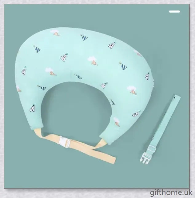 Premium breastfeeding nursing pillow with adjustable buckle, soft cotton fabric, and extra cushioning to support baby's head and prevent reflux.