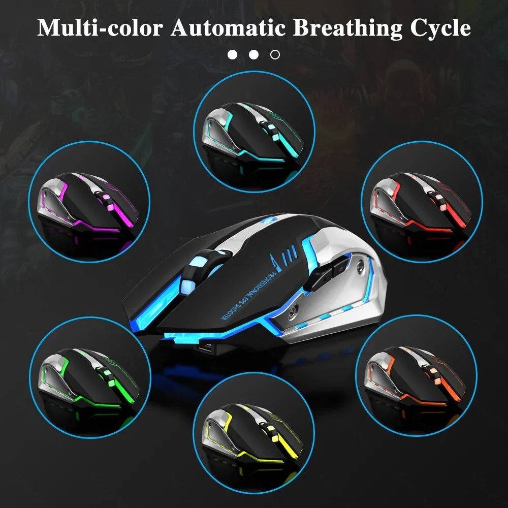 Rechargeable Dual-Mode Wireless Gaming Mouse with LED Backlight and Ergonomic Design