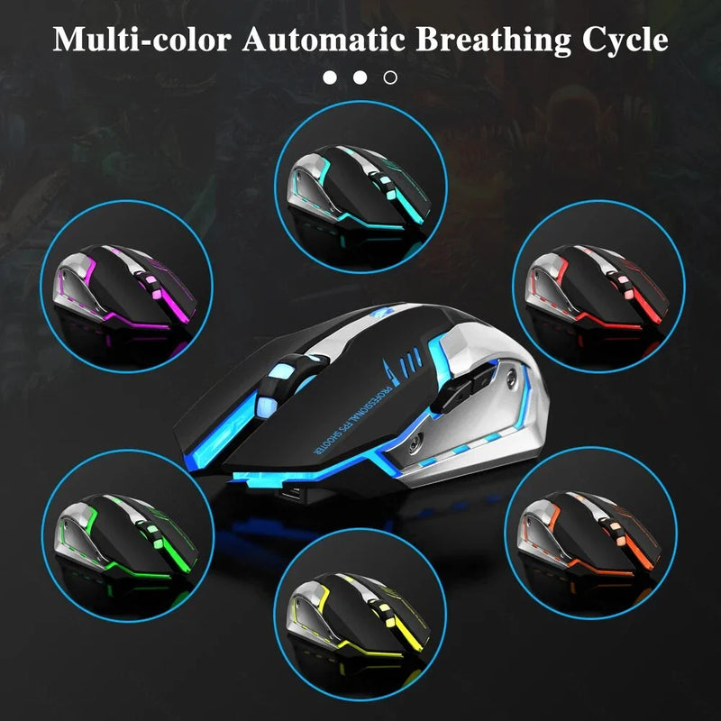 GiftHome UK Rechargeable Dual-Mode Wireless Gaming Mouse with LED Lighting