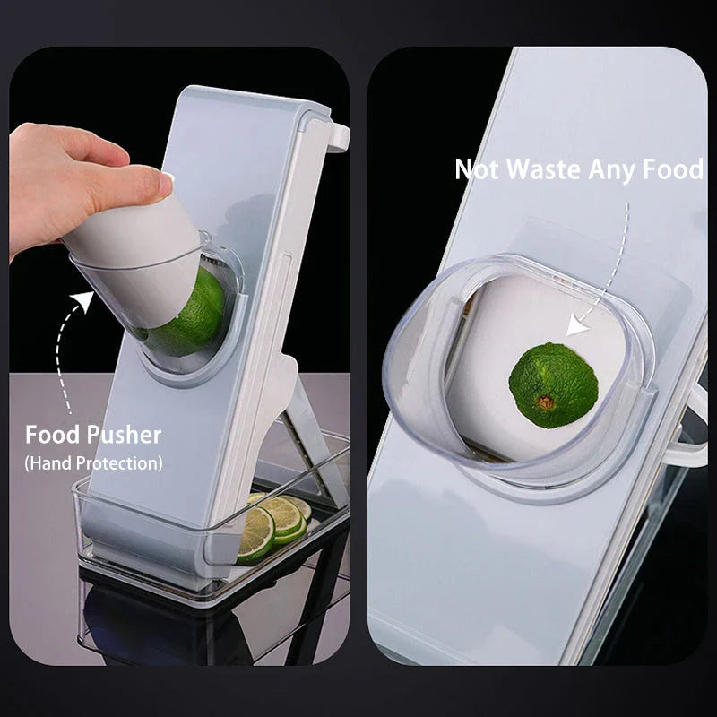 Premium Vegetable Slicer and Chopping Tool with stainless steel blades and plastic body, designed for efficient meal preparation