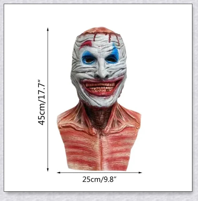 Terrifyingly lifelike horror mask with two removable layers, articulated jaw, and breathable design for a comfortable Halloween costume