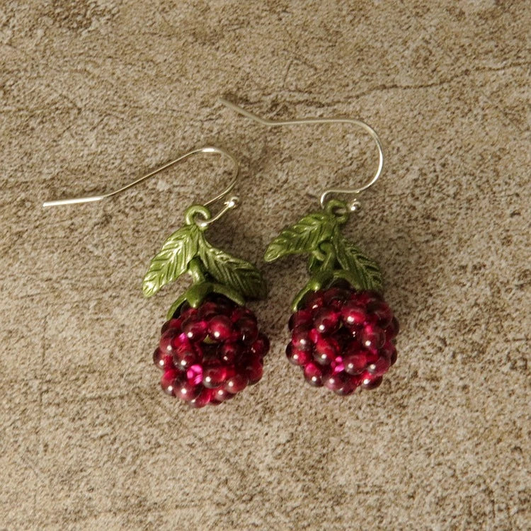 GiftHome UK Vintage-Style Raspberry Lacquer Earrings with Garnet Accents