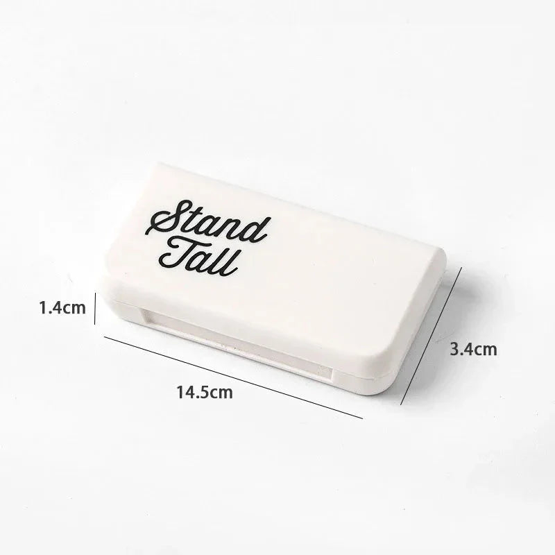 Compact and stylish 3-compartment pill organiser for travelling, made from durable, eco-friendly plastic