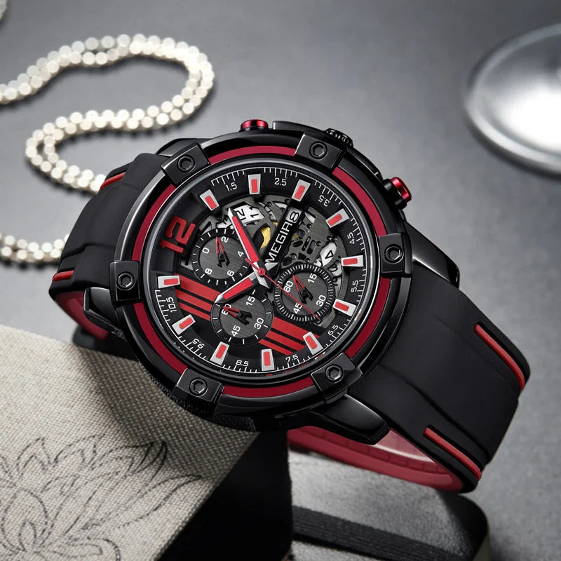 Men's Skeleton Calendar Fashion Watch with Large Dial, Showcasing Intricate Mechanical Movement and Stylish Design