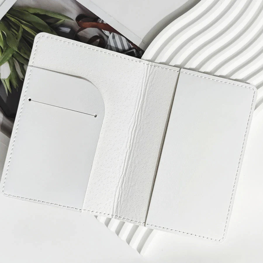 Premium PU leather passport cover in rose gold colour with subtle letter pattern, designed for stylish and organised travel