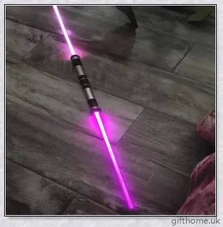 Premium dual-bladed lightsaber with sleek silver hilt, vibrant light modes, and sound effects for authentic Star Wars gameplay