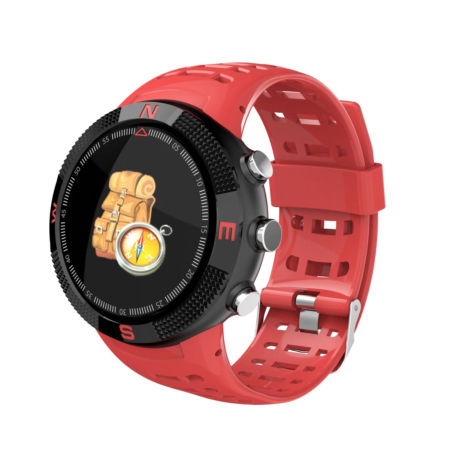F18 Smart Watch with OLED display, silicone wristband, and comprehensive health tracking features