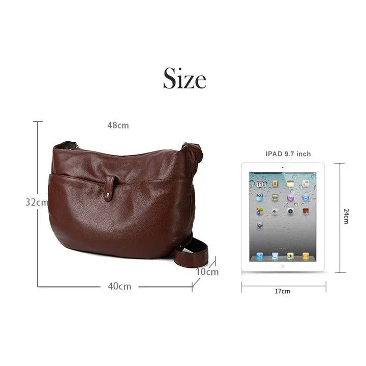 High-quality genuine leather crossbody hobo bag for women with a unique stone pattern and ample interior storage
