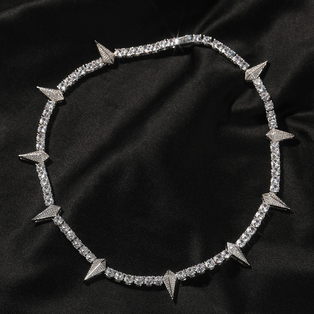 Premium men's copper necklace with zircon stones in a geometric design, available in various lengths and colours