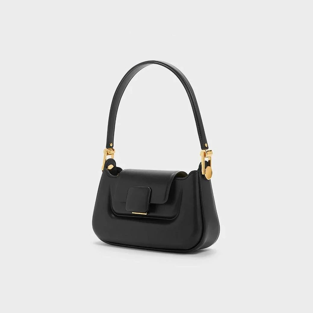 Sophisticated silk-lined TPU crossbody baguette bag in green, black, and navy colours