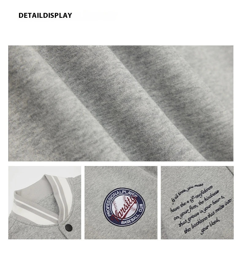 American Retro Embroidered Baseball Jacket with Vintage-Inspired Design and Relaxed Fit