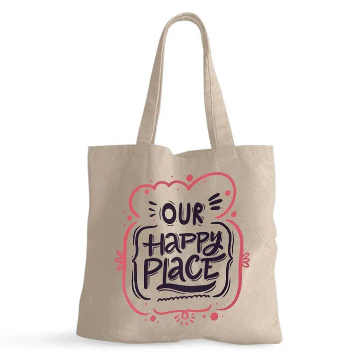Charming small tote bag in black with stylish cotton handles, perfect for everyday use and carrying essential items.