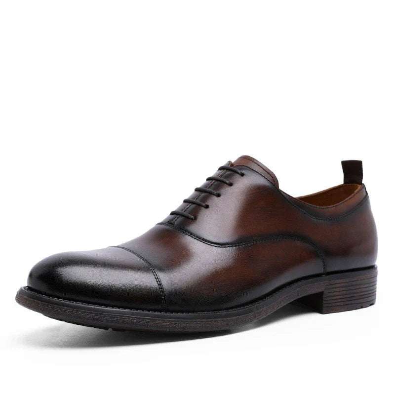 Premium cowhide lace-up shoes with a gradient design, showcasing a modern and sophisticated aesthetic