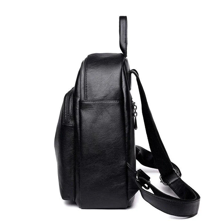 Elegant Korean PU Leather Backpack in a sleek, vertical square design with colour contrast details
