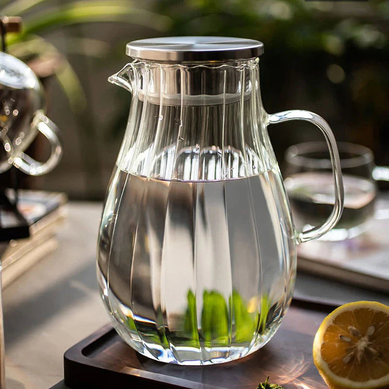 Premium 1700ml glass kettle with sleek, modern design for serving hot and cold drinks