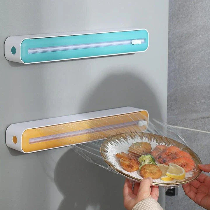 Magnetic Kitchen Wrap Dispenser with Slide Cutter - Adjustable Holder, Magnetic Backing, and Precise Cutting