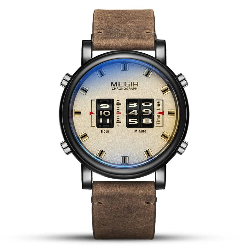 Sophisticated sports-inspired business watch for men, featuring a leather strap and alloy case for a stylish, versatile design.