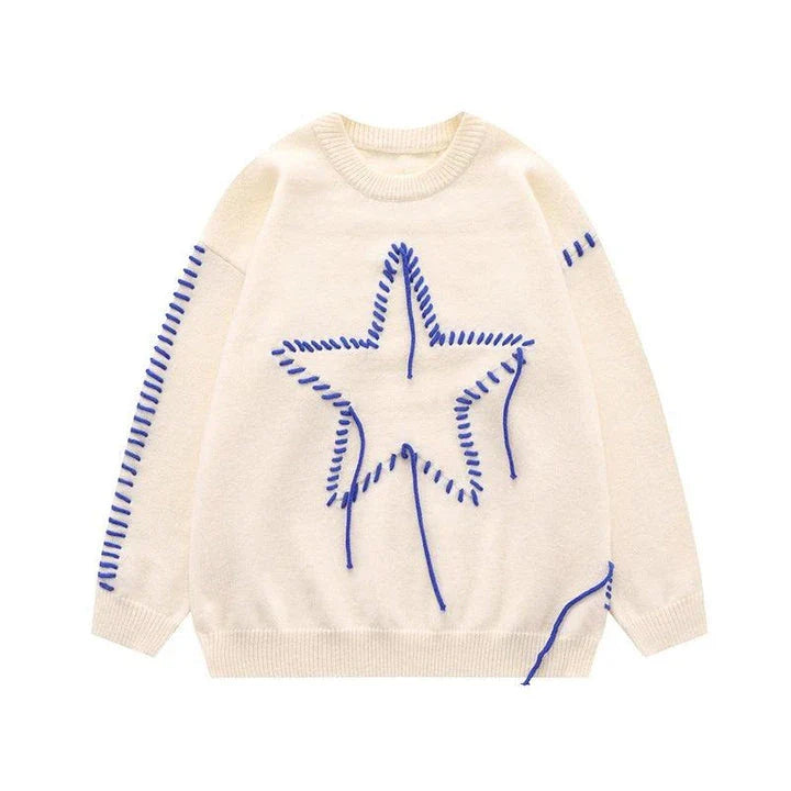Cosy Autumn Knit Jumper with Stylish Star Design, Available in Sizes S-XL