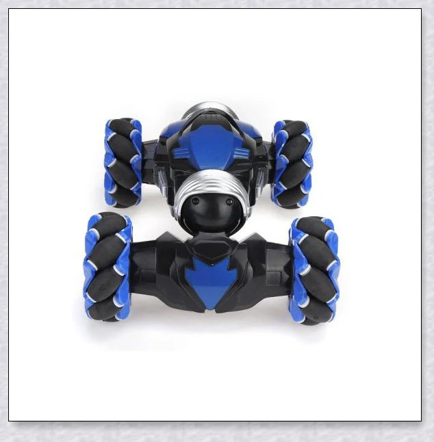 Remote control stunt car with 360-degree rotation, flips, and built-in colourful lights and music for exciting playtime