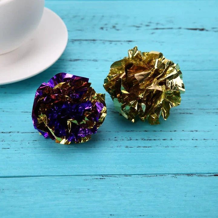 Premium multicolour crinkle balls made of foil paper, designed for cats to play and enjoy