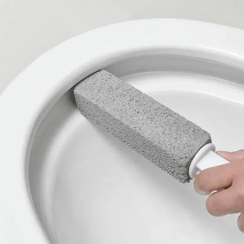 Eco-friendly pumice stone toilet cleaning brush with sturdy ergonomic handle for effective, chemical-free bathroom cleaning