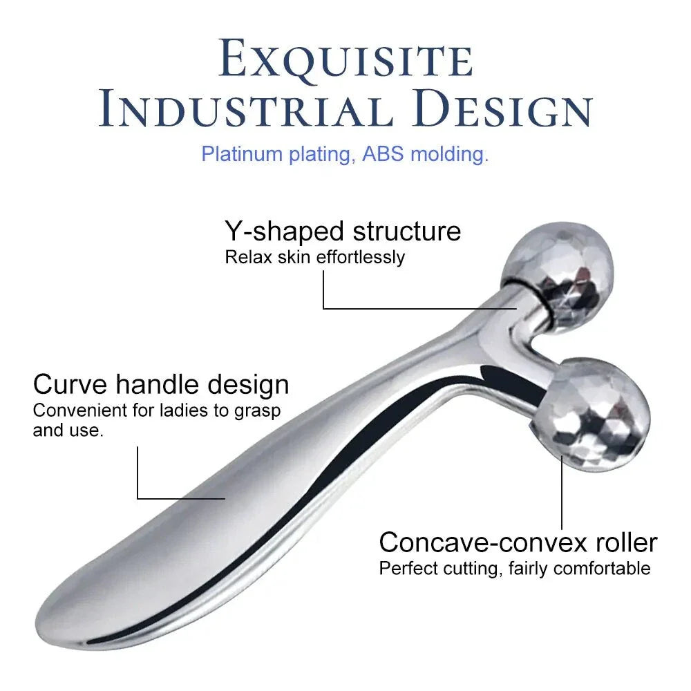 Premium 3D Y-Shaped Facial Roller Massager for Wrinkle Reduction and Skin Rejuvenation