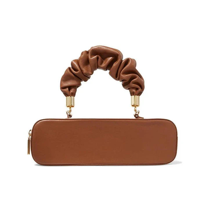 Sophisticated long shoulder diagonal bag with a sleek horizontal square design, made of durable synthetic leather and featuring a single shoulder strap for hands-free convenience.
