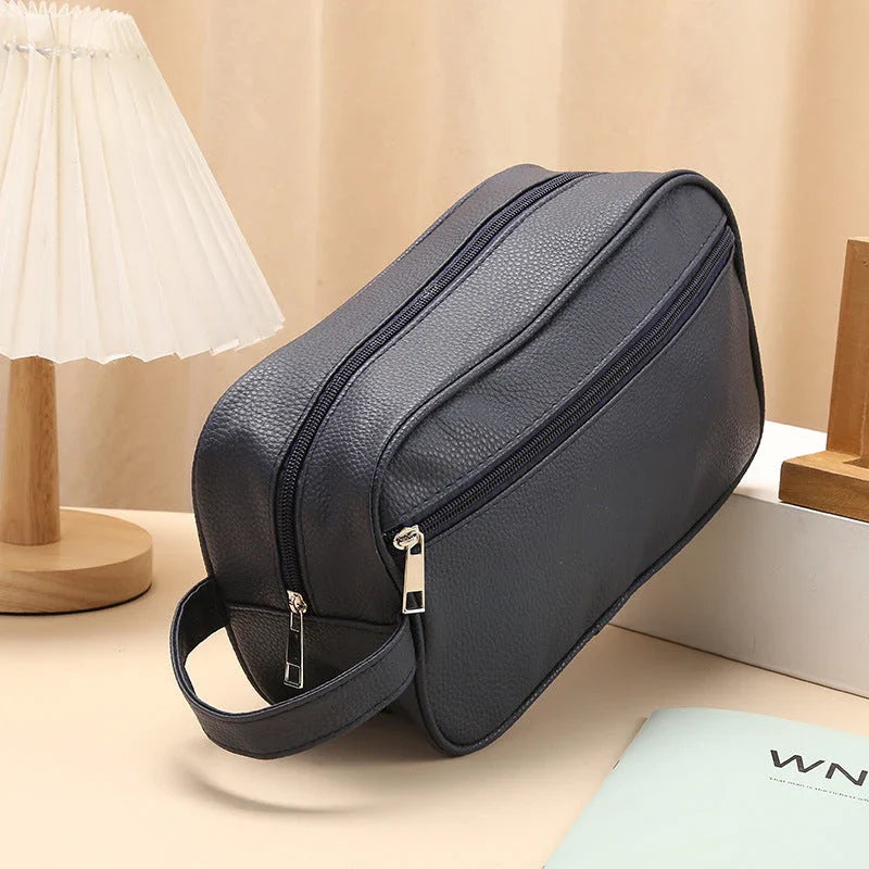Trendha Men's Waterproof Toiletries Bag with sophisticated lychee pattern and ample storage capacity
