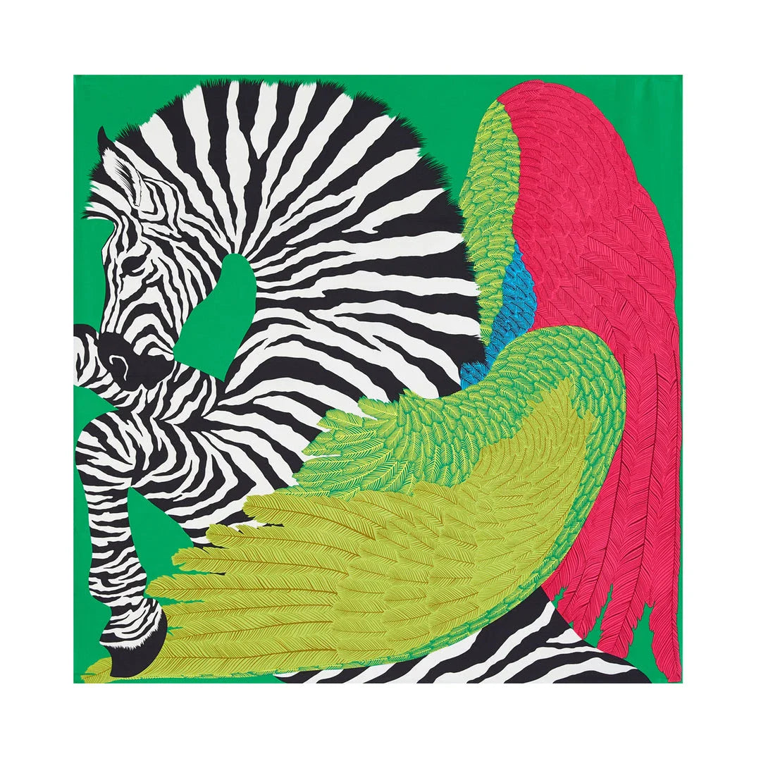 Luxurious 90cm silk square scarf with a winged horse design, perfect for any occasion