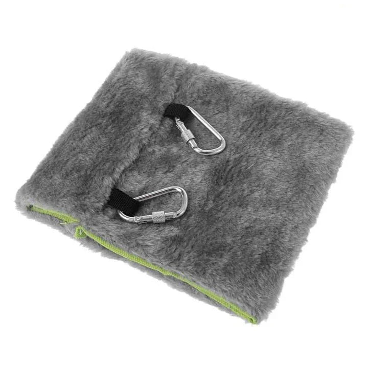 Elegant two-tone hanging bed for birds, featuring plush fabric and supportive foam for cosy comfort