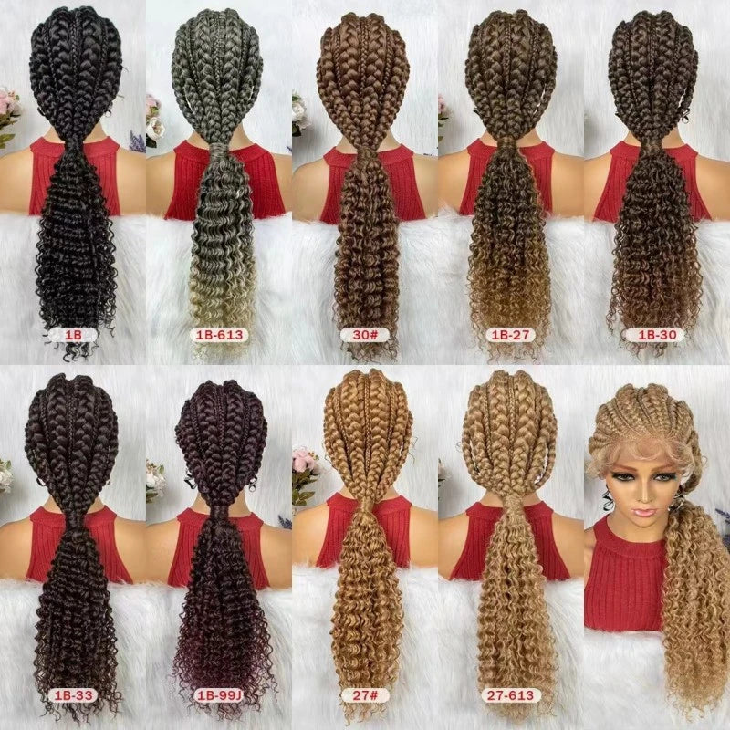 Luxurious lace braided African wig in various colour options, handcrafted for a natural, sophisticated look