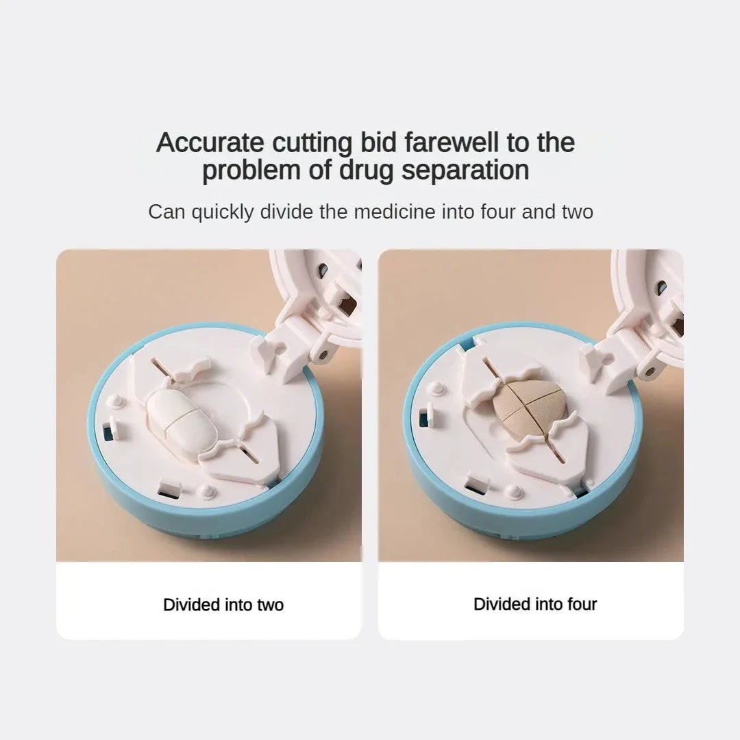 Portable 2-in-1 Pill Box with Pill Cutter, a compact and versatile medication organiser with cutting capabilities