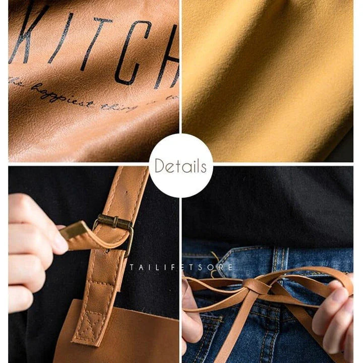 A premium leather apron with a stylish Nordic-inspired pattern, designed to protect your clothes while adding a touch of Scandinavian charm to your kitchen.