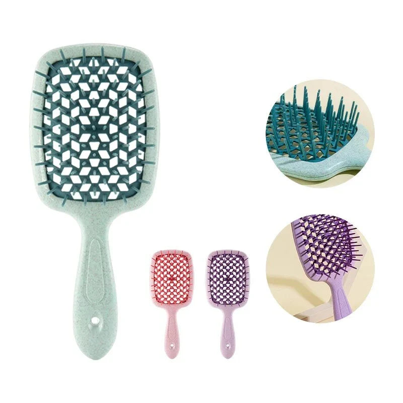 DetanglePro Air Cushion Hair Comb in vibrant colours, designed to effortlessly detangle and smooth all hair types