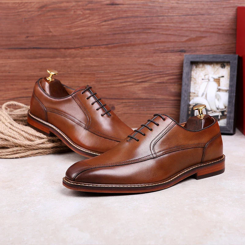 Stylish genuine leather retro shoes for men, featuring a premium cowhide upper and composite sole for long-lasting quality and comfort.