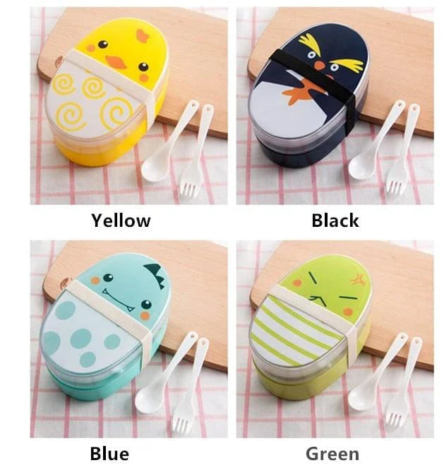 Egg-shaped children's lunchbox made of high-quality plastic with a 700ml capacity and leak-proof design