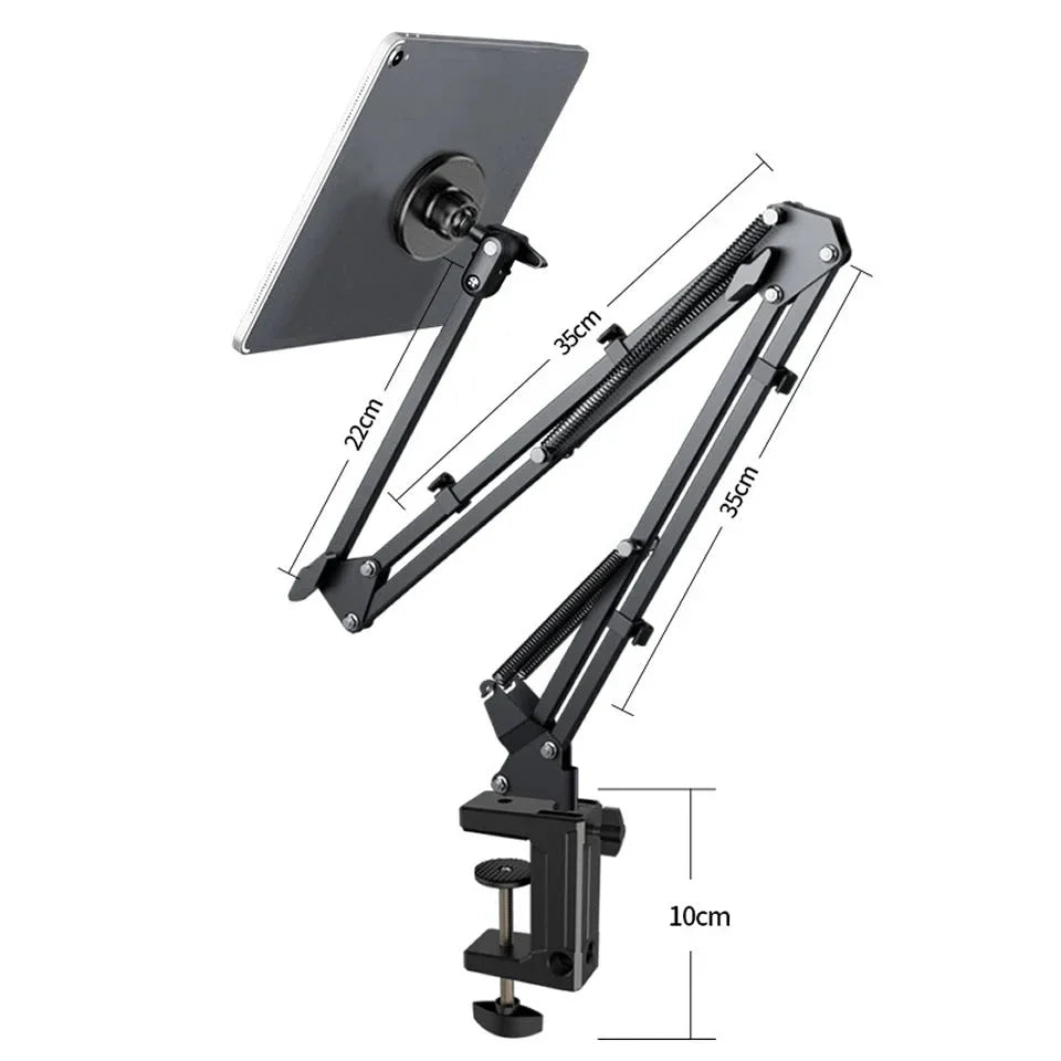 Adjustable 2-in-1 Retractable Phone and Tablet Mount with 360-Degree Rotation and Damage-Free Design