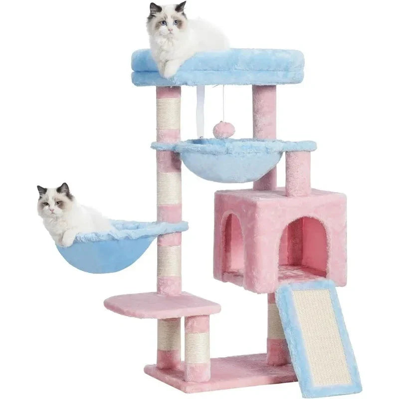 Luxurious Cat Tree Tower with spacious padded bed, cosy hammocks, and sisal-covered scratching posts for indoor cats