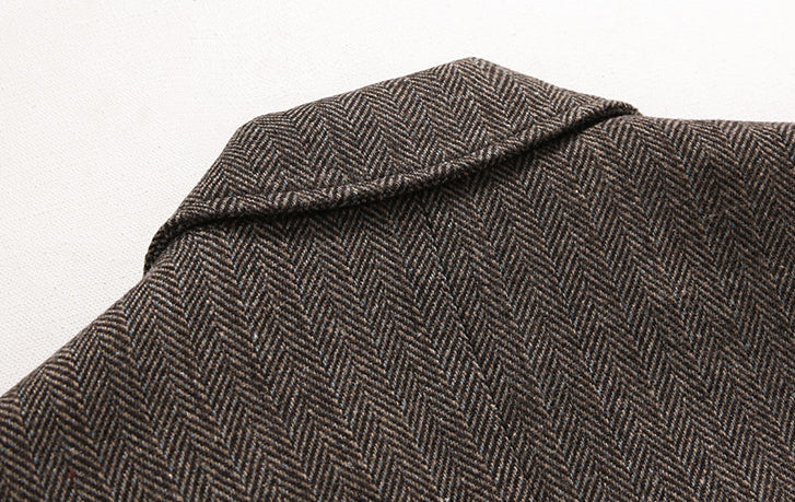 Stylish Korean-inspired relaxed fit premium small jacket in khaki colour with attention to detail