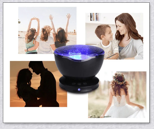 Soothing ocean wave LED projector creates a calming, spa-like atmosphere for relaxation and sleep