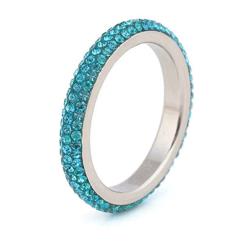 Personalized couple's ring made of stainless steel with rhinestone accents, a symbol of everlasting love and commitment