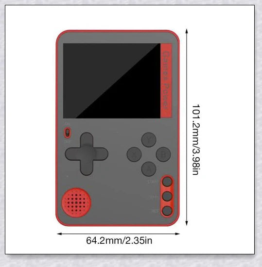 Tinytendo mini gaming console with 500 built-in retro games, compact and portable design, vibrant display, and long-lasting battery life.