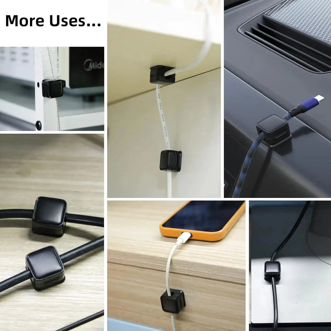 Adjustable magnetic cable clips organizer with strong adhesive for easy cable management