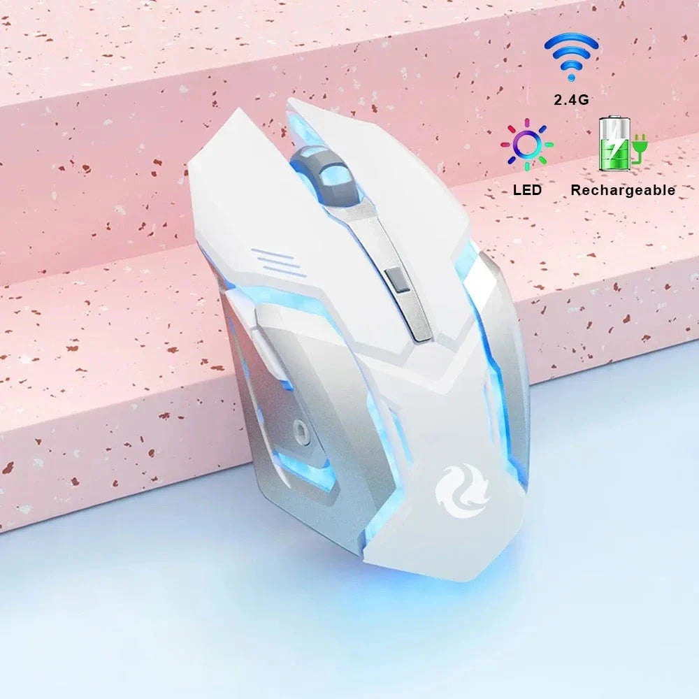 Rechargeable Dual-Mode Wireless Gaming Mouse with LED Backlight and Ergonomic Design