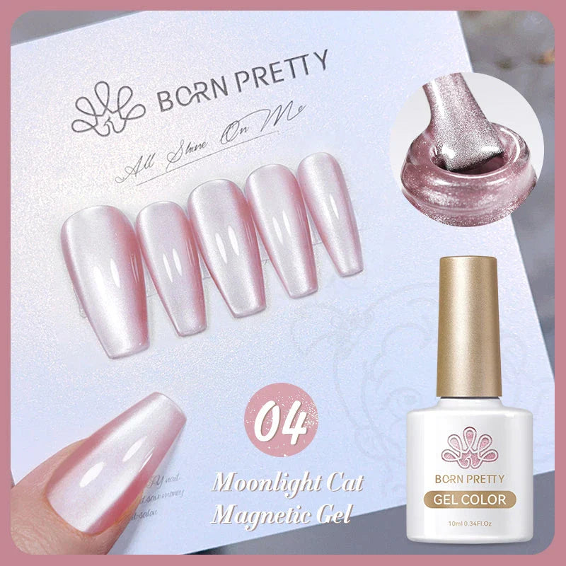 Radiant white light magnetic gel nail polish with sparkling glitter for enchanting, shimmering nail art designs